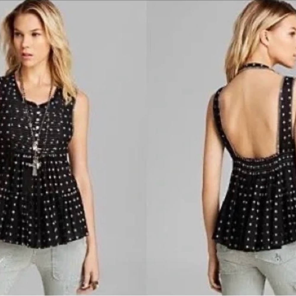 Free People Black Backless Embellished Tank Top